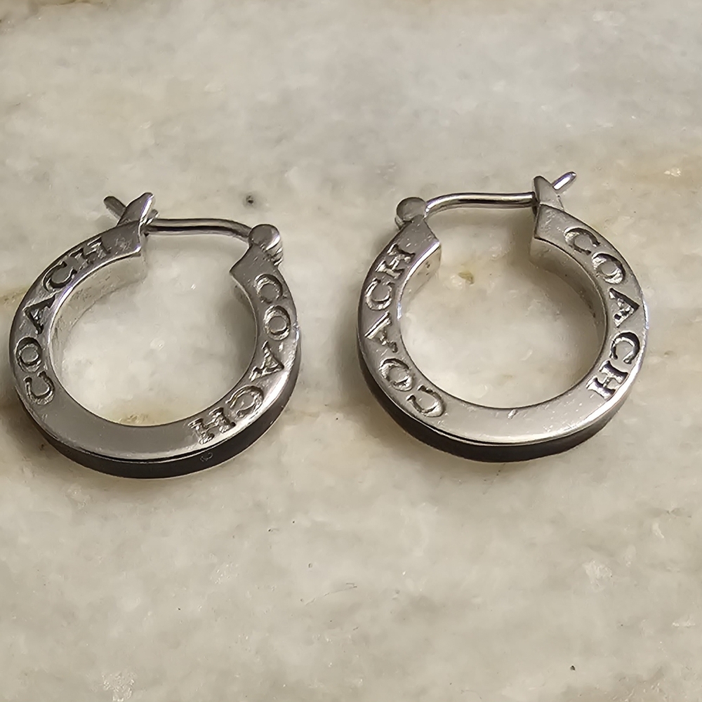 Coach enamel black earrings